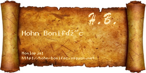 Hohn Bonifác névjegykártya